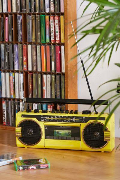 UO Retro Yellow Wireless Boombox Speaker in Yellow at Urban Outfitters