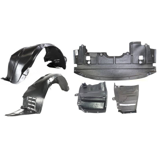 5-Piece Kit Front, Driver and Passenger Side, Fender Liner, includes Engine Splash Shields