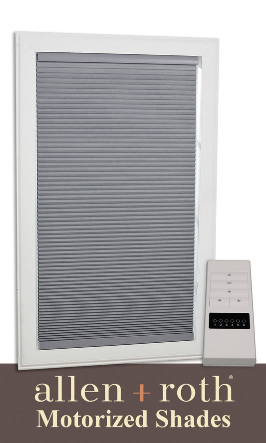 Allen + Roth Motorized Cellular Shade 34-in x 72-in White Blackout Cordless Motorized Cellular Shade Polyester | 78625