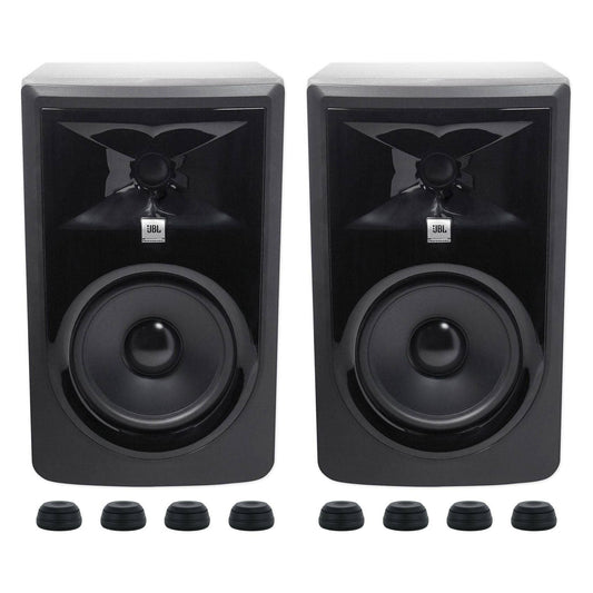 2 JBL 306P MKII 6 Studio Monitors+USB Interface 4-Channel Mixer w/EQ+Headphones