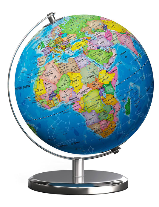 Waldauge Illuminated World Globe with Stand, 9 Earth Globes with Stable Heavy Metal Base for Kids Classroom Learning, LED Constellation Globe Night