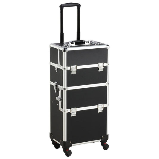 Yaheetech 3 in 1 Professional Artist Rolling Trolley Makeup Train Case, Aluminum