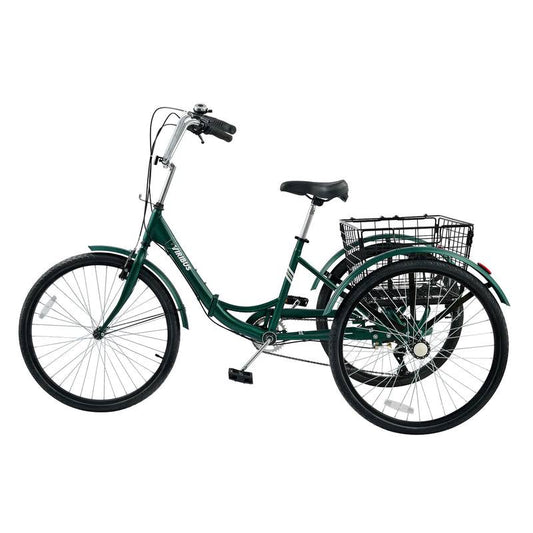 Viribus Adult Tricycle 7-Speed Folding Trike w Carbon Steel Frame Basket