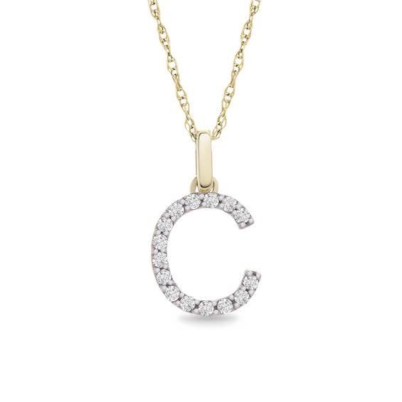 1/10 CT. T.W. Diamond C Initial Pendant in 10K Gold