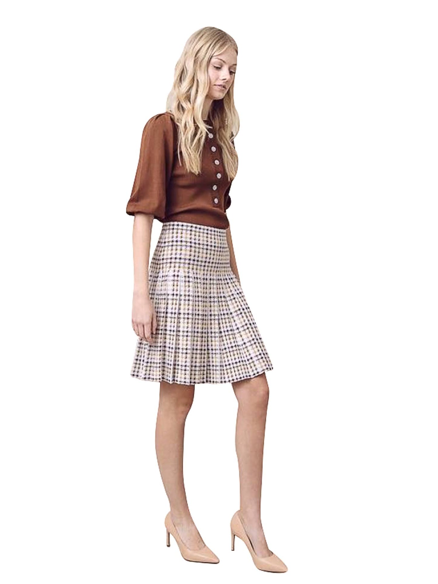 Apparalel Infinity Knit Pleat Skirt Above the Knee