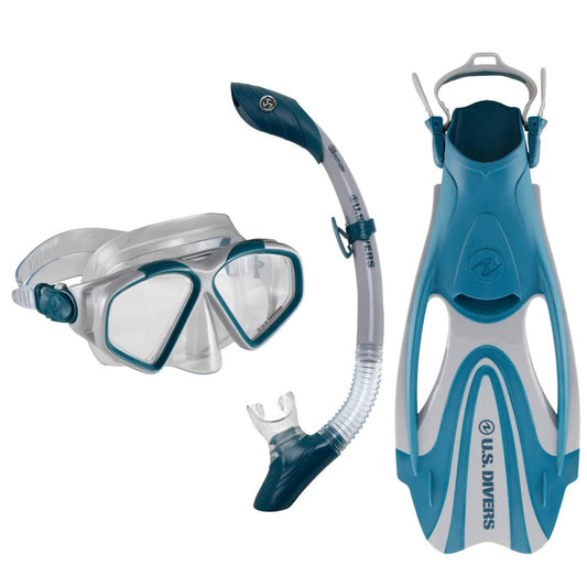 US Divers Cozumel TX II Snorkel Set Navy Silver Medium