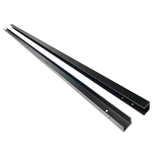 70 in. x 1-1/2 in. x 1-1/2 in. Black Powder Coated Aluminum Fence Channels Kit for 6 ft. High Industrial Fence