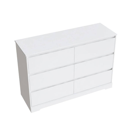 6 - Drawer Double Dresser, 32.3H, White HOMECHO