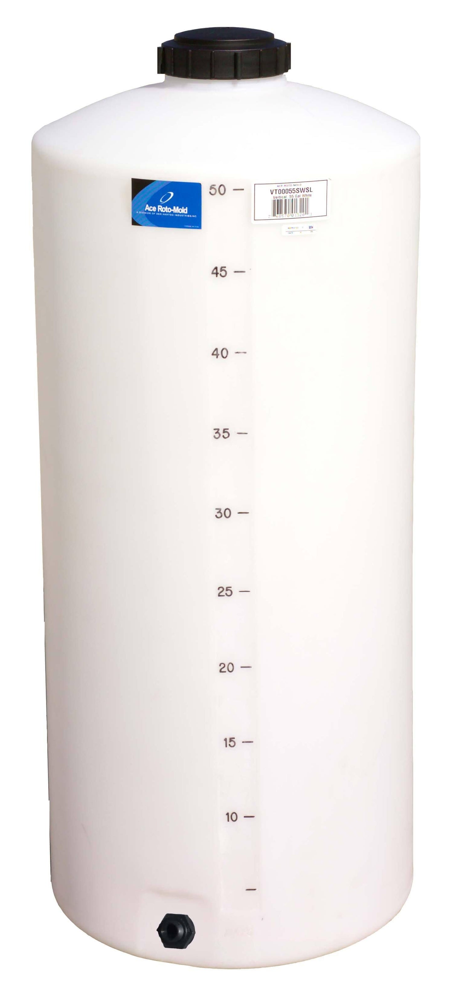 55 Gallon Ace Roto-Mold White Vertical Storage Tank