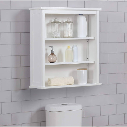 Alaterre Furniture Dorset 27W x 29H Wall Mounted Bath Storage Cabinet with Two Open Shelves