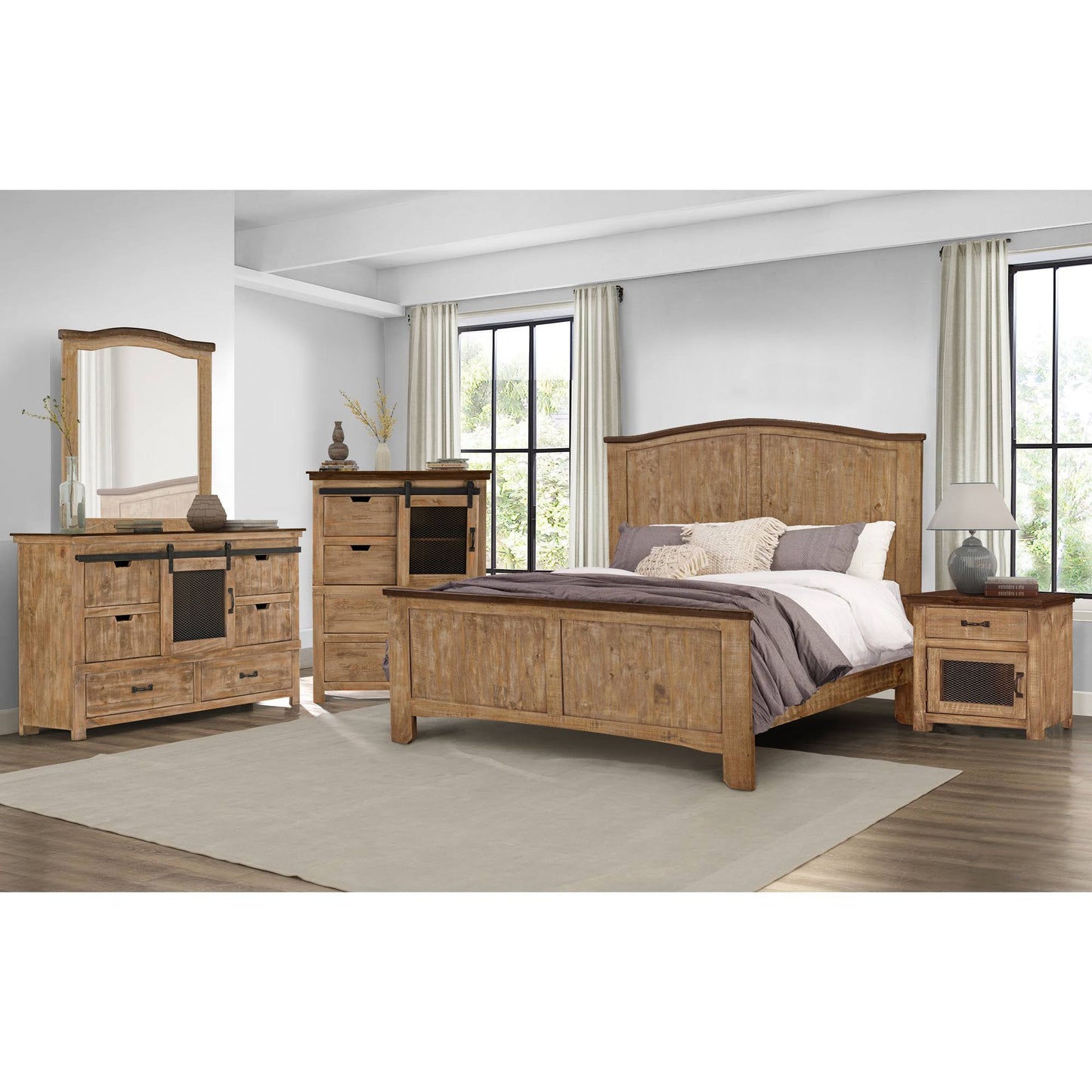 Wind Creek Brown Queen Complete Bed - Bedroom Furniture - Beds and Platform Beds