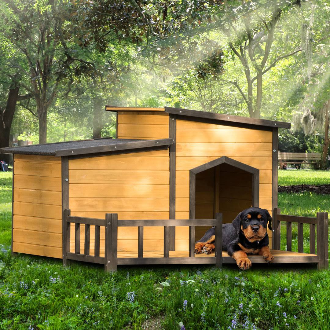 Amose Black/Brown Wood Dog House Tucker Murphy Pet