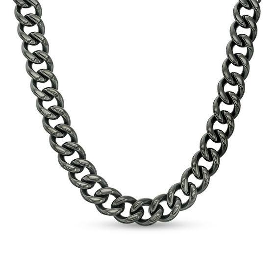 Zales Mens 11.0mm Curb Chain Necklace in Stainless Steel