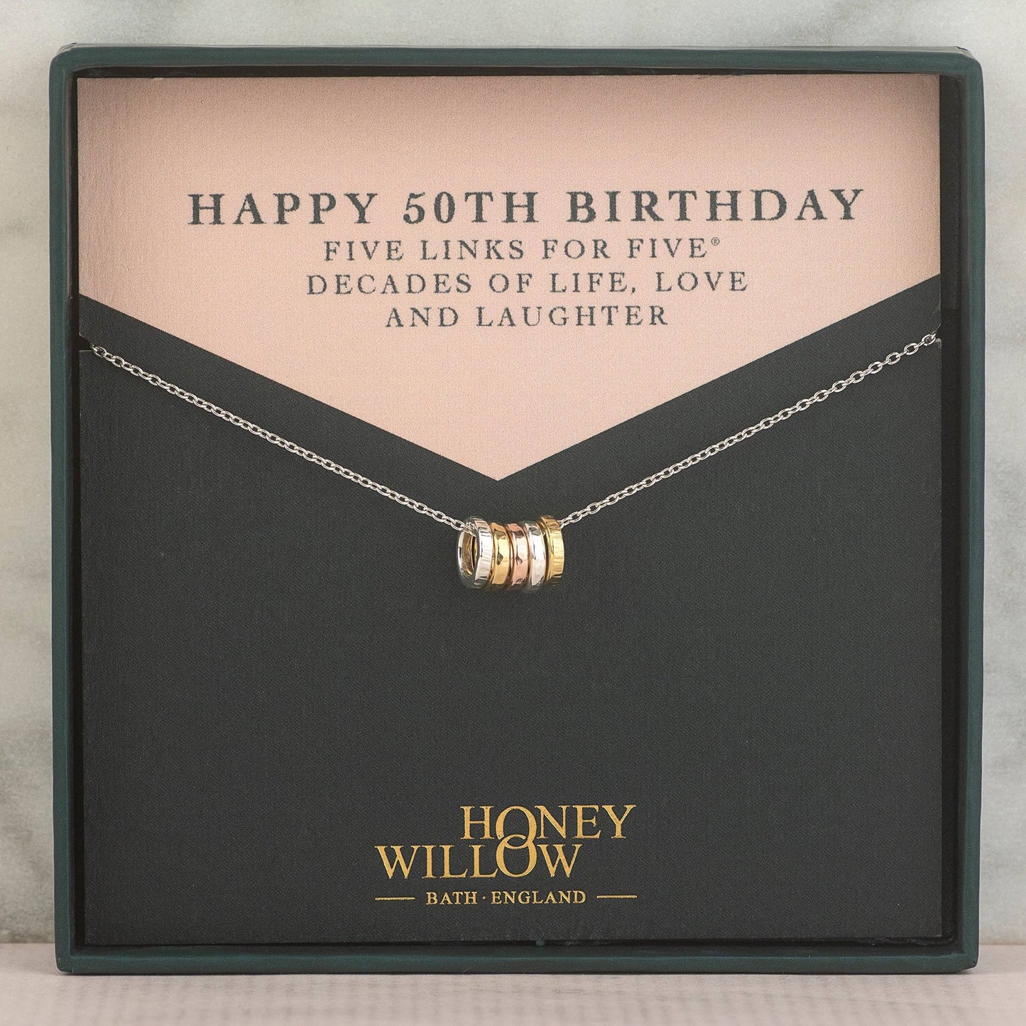 50th Birthday Gift Five Decades Necklace