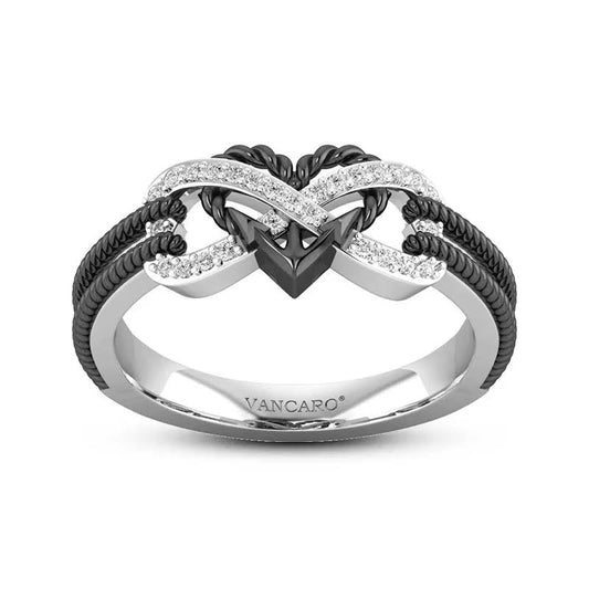 Unique Anchor Heart Infinity Promise Ring 925 Sterling Silver